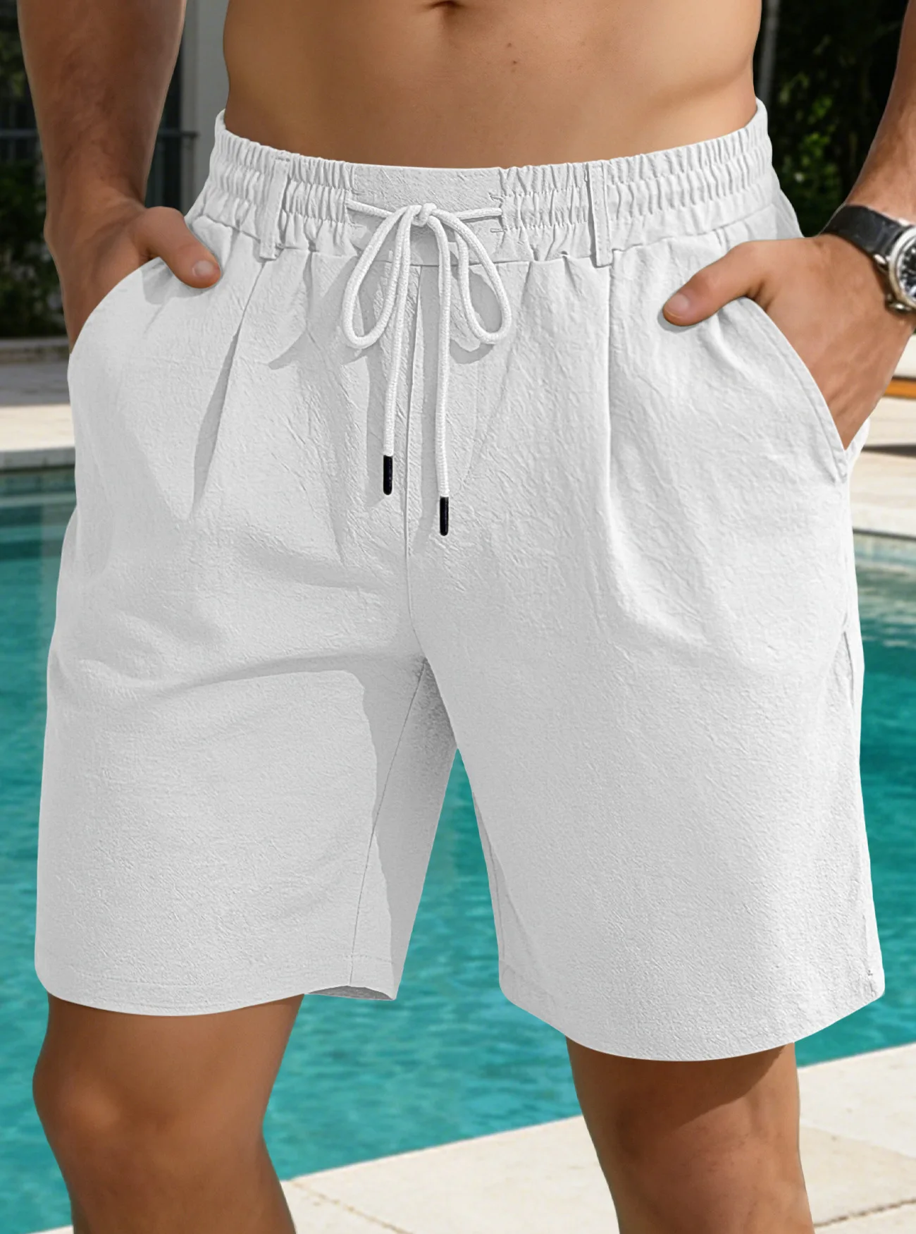 

New summer men's loose, soft, breathable, smooth, flexible, lightweight, quick-drying casual drawstring sports shorts