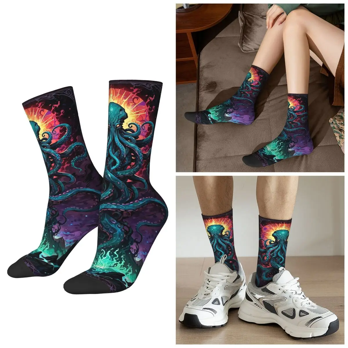 

All Seasons Cthulhu Octopus Tentacles Socks Harajuku Crew Socks Fashion Stockings for Men Women Christmas Gifts