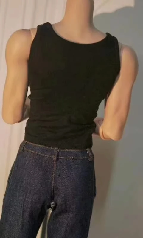 D09-P668 kinderen handgemaakte speelgoed oom ID75 uf75 BJD poppenkleertjes basic vest zwart pu lederen broek 1pcs