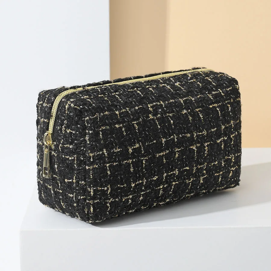 Borsa per trucco con pochette da donna alla moda Borsa per cosmetici Borsa per articoli da toeletta da viaggio portatile di grande capacità Astuccio per matite per studenti