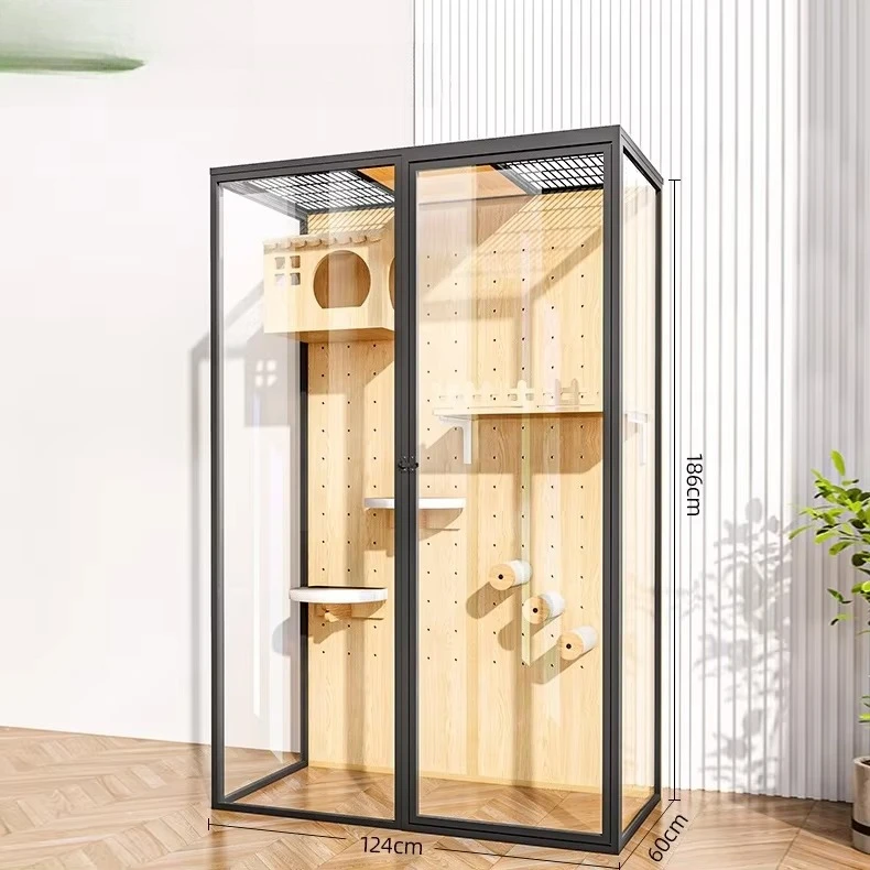 Mizumusheng Villa Aluminum, Cage Big Free Space House Pet Shop Luxury Glass Room Interior