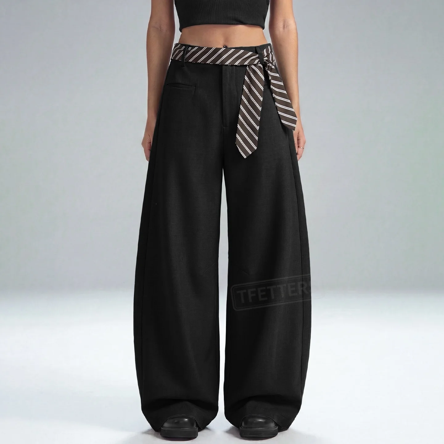 TFETTERS 2026 Autumn Draped Wide Leg Suit Trousers Women Korean Style High Grade Curved Silhouette Loose Versatile Casual Pants