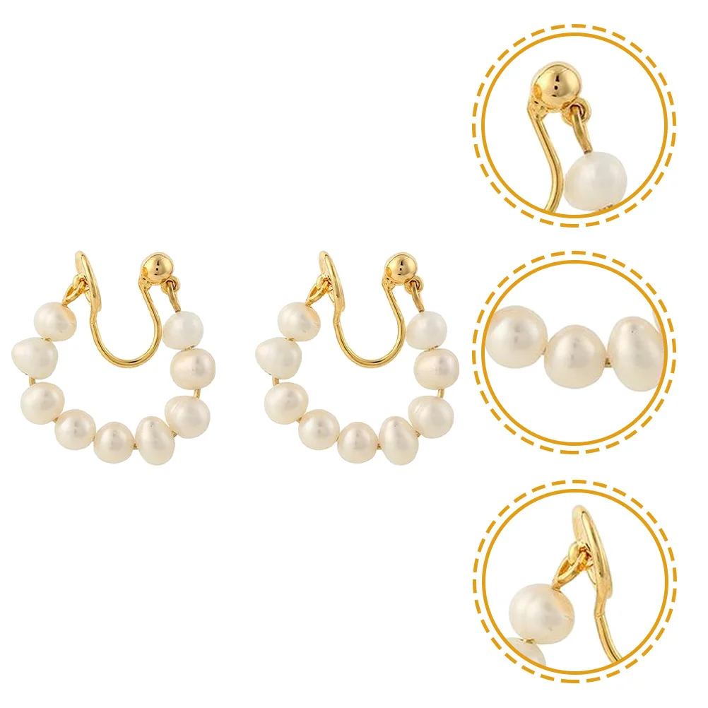 1 Pair Pearl Ear Cuffs For Women Non Piercing Clip Earrings Non Piercing Ear Cuff Jewelry For Women Fashion Party Birthday Gift