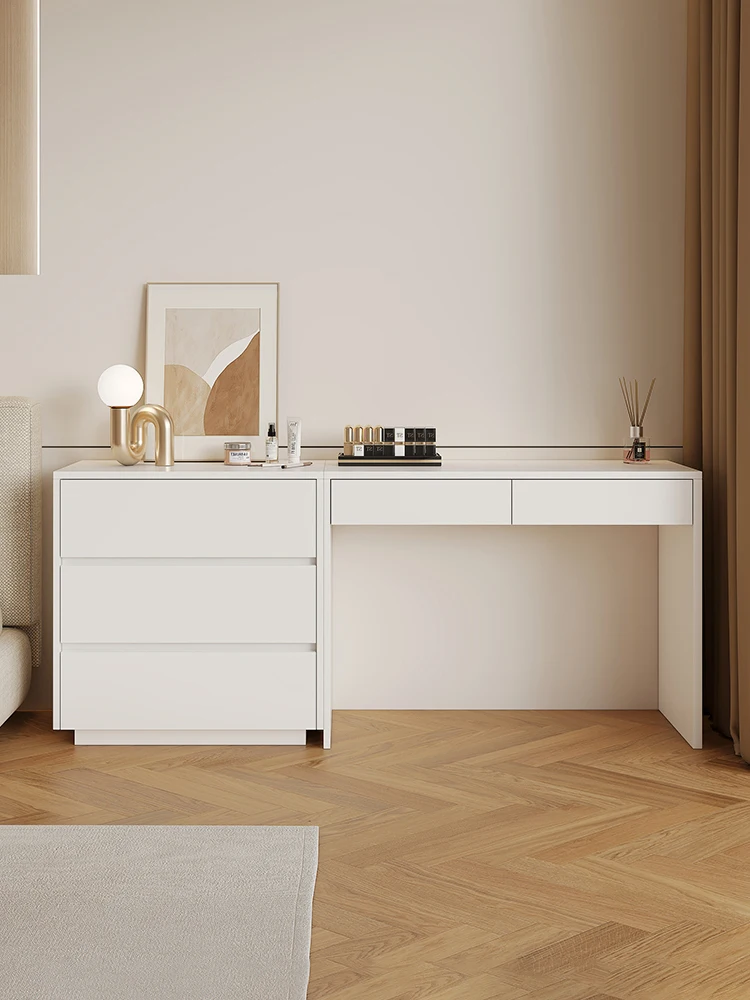 Creamy light luxury modern bedroom multifunctional dresser chest of drawers combination home desk