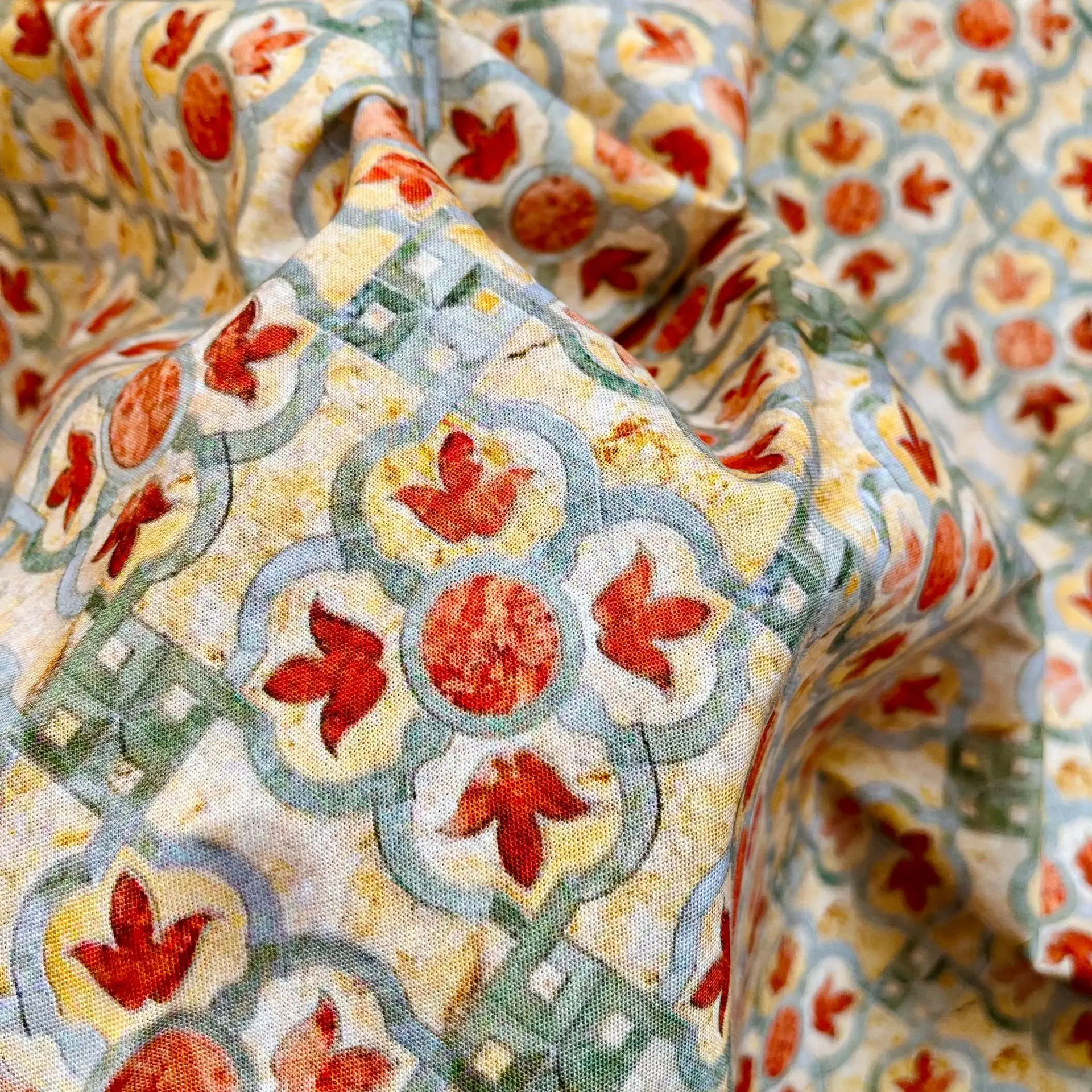 All Cotton, 20 Count Cotton And Linen Fabric, Digital Printed Children's Clothing Shirt, Hanfu, New Chinese Clothing Fabric