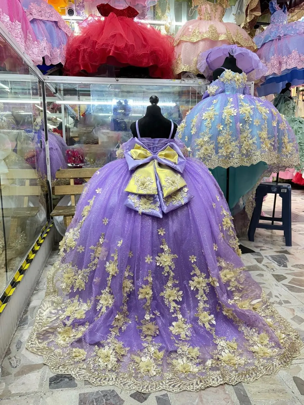 Luxurious Pink Tulle Fluffy with Quality Gold Appliques with Bow Flower Girl Dress for Wedding Birthday Bridesmaid Ball Gowns - view 4