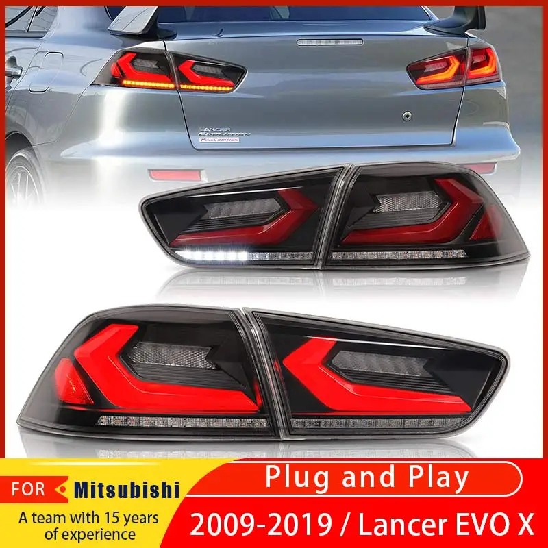 For Mitsubishi Lancer EVO EX SE ES GT GTS DE X 2007-2020 LED daytime running lights sequential signal E-mark taillight assembly