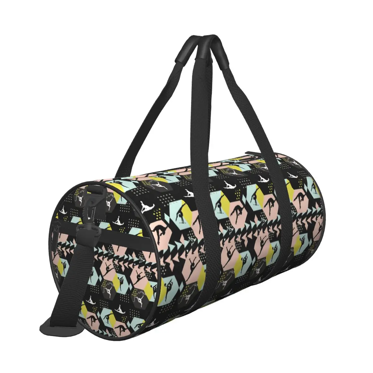 Gymnastics Geometric Print Gym Bag Travel Sports Bags Couple Design with Shoes Graphic Fitness Bag Outdoor Handbags