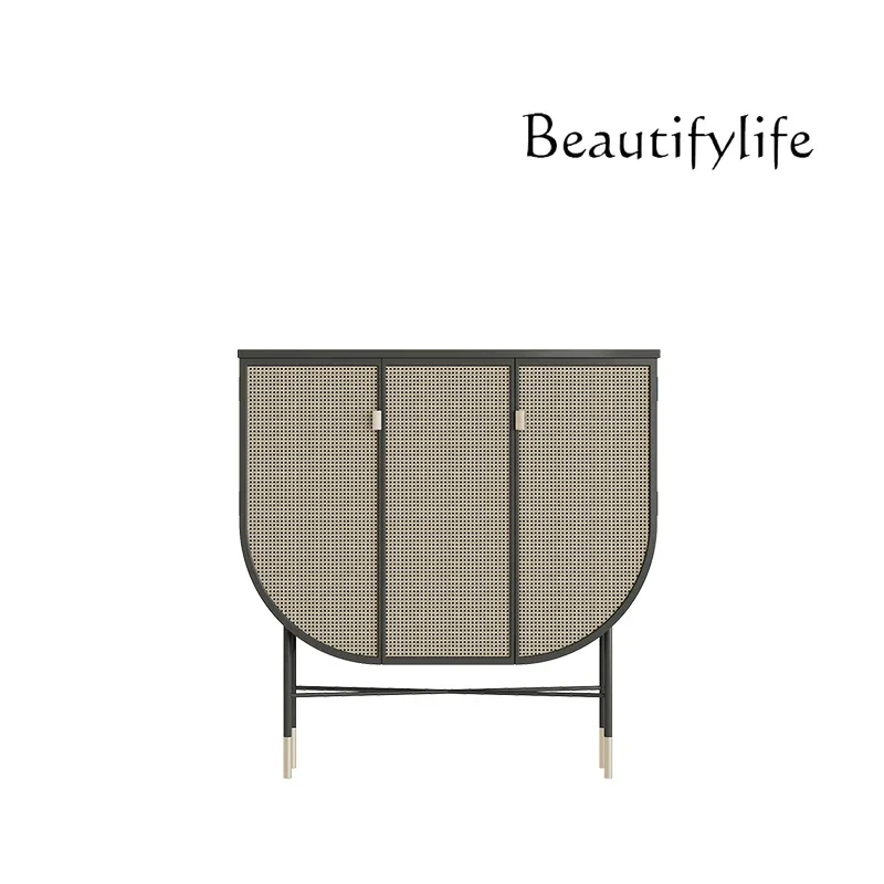 

living room European simple locker Chinese storage cabinet wood rattan entrance cabinet household modern decorative cabinet