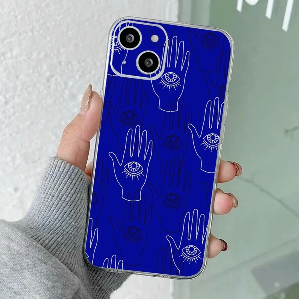 حافظة هاتف Lucky Eye Blue Evil Eye لهاتف iPhone 15,14,13,12,11 Plus، Pro، Max، XR، XS، X، 7,8 Plus، SE، سيليكون شفاف صغير ناعم #4