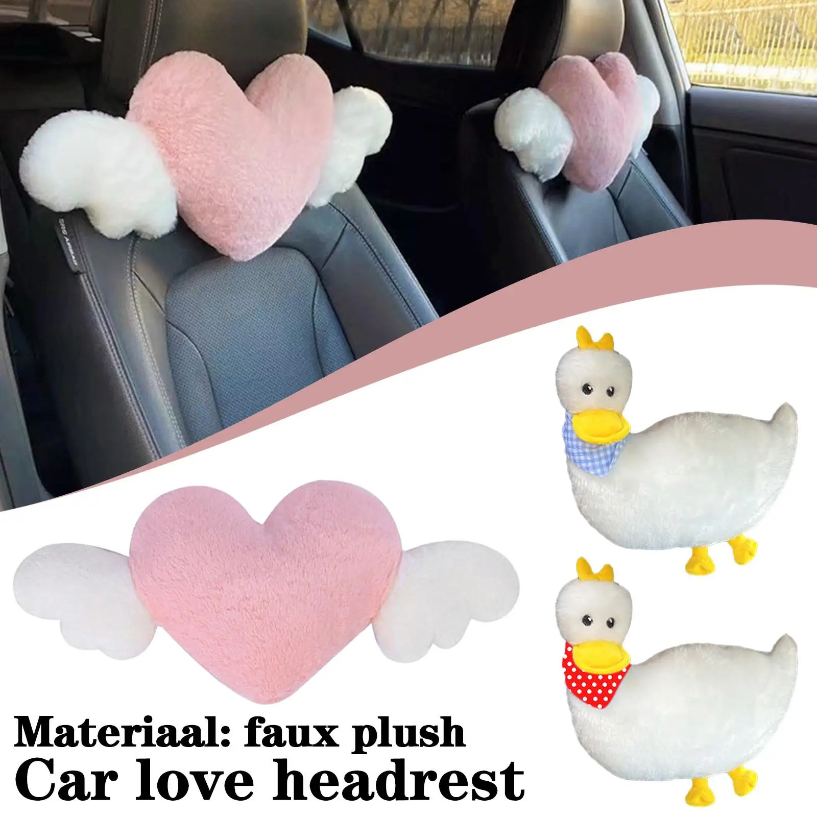 

Car Head Pillow Neck Pillow Cute Cartoon Love Heart Cushion Back Back Interior Waist Seat Pillow Decoration Automotive O1Y8