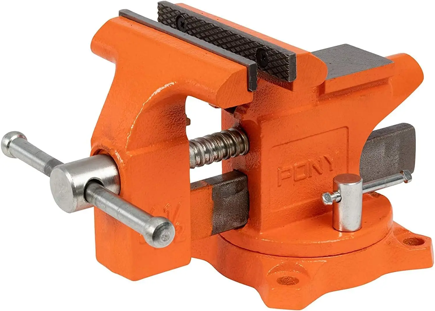 

4-1/2in. Light Duty Bench Vise with Swivel Base, Orange - Durable for Home and Shop Use