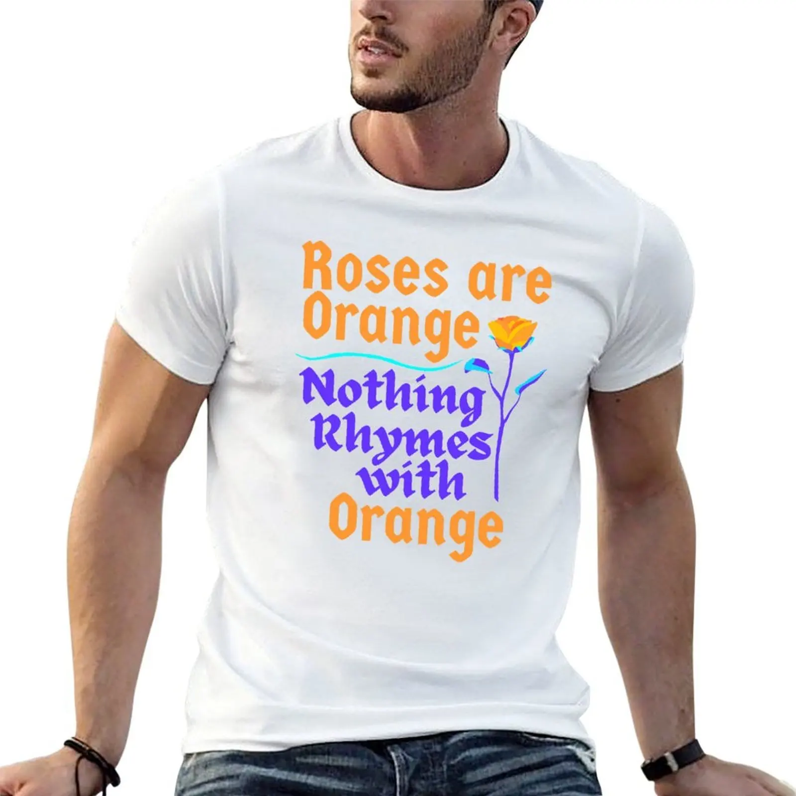 Les roses sont orange. Rien ne se termine par orange. T-shirt Parody Poem en coton à manches courtes