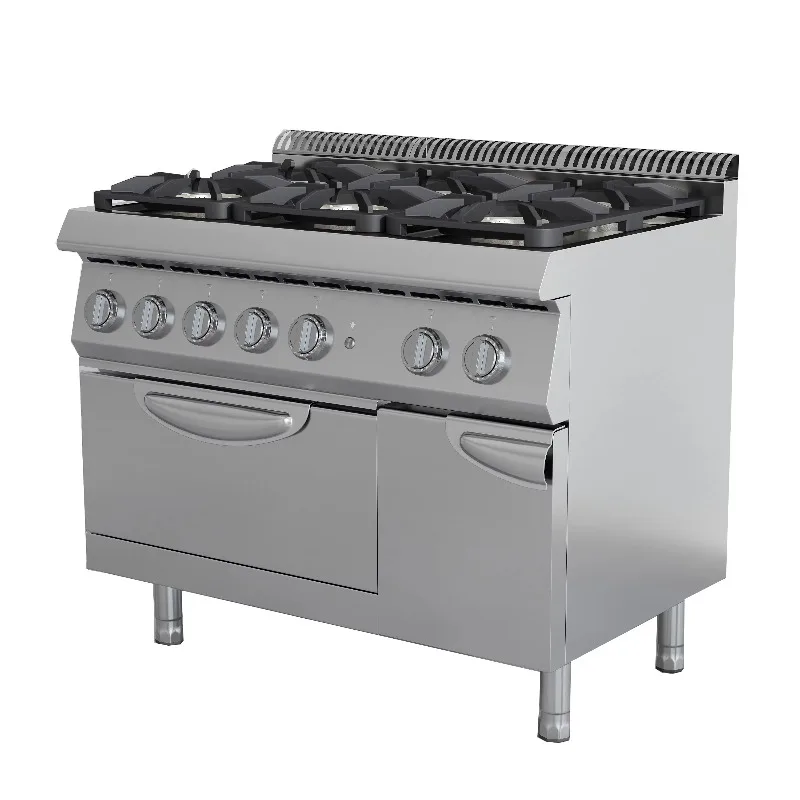 

Commercial Gas Stove Stainless Steel Kitchen Equipment 6 Burners Gas Stove with Oven Pottery Pot Combination Stove