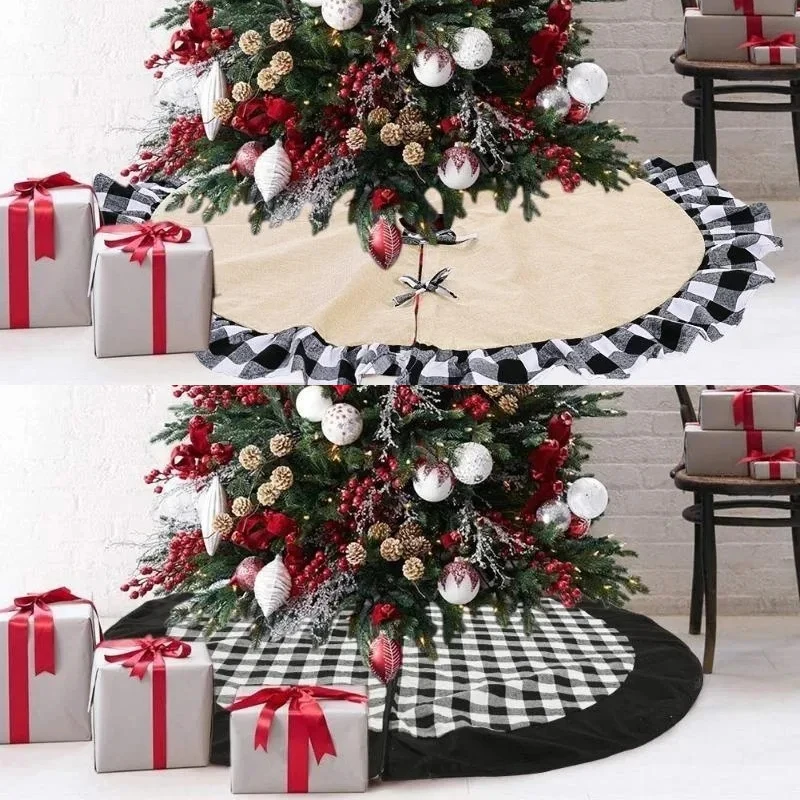 

Christmas Tree Skirt Red Christmas Tree Foot Cover Santa Claus Snowflake Christmas Tree Carpet Base Mat Decorations