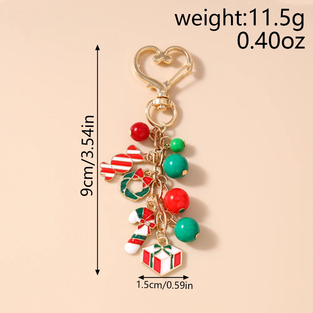 Aihua Niedlicher Y2K Weihnachts-Schlüsselanhänger mit Perlen, Weihnachtsbaum, Schneemann und Weihnachtsmann für Damen und Herren, Neujahrs-Schmuckgeschenke – Detail 25