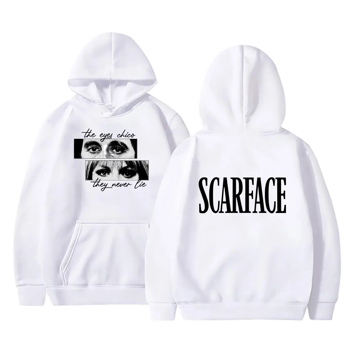 Heißer 90er-Jahre-Klassiker Gangster-Film Scarface Hoodie Tony Montana Al Pacino Sweatshirt Herren Damen Hip Hop Oversized Pullover Hoodies – Detail 5