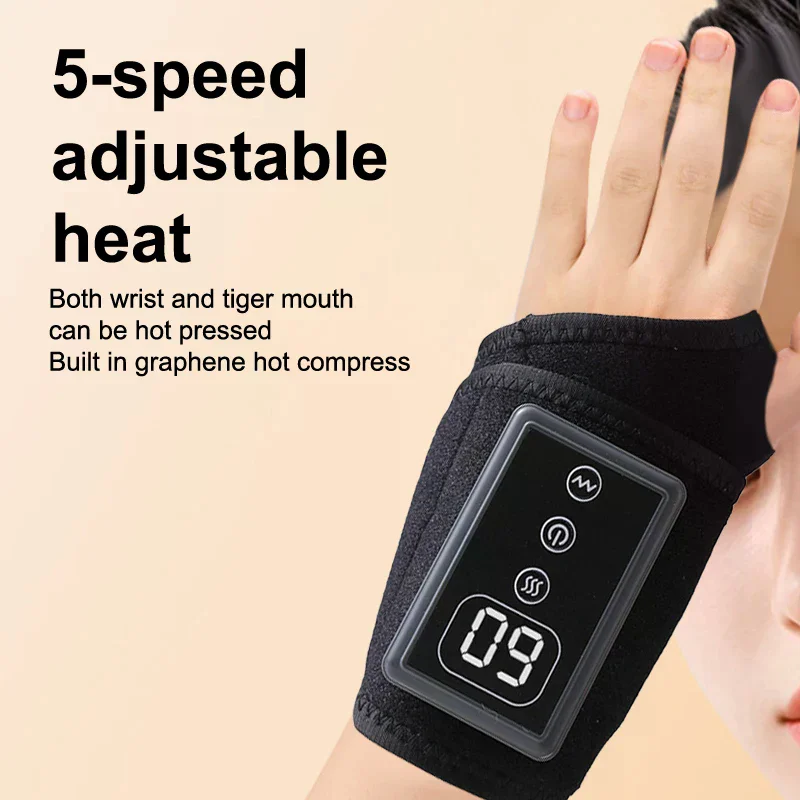 무선 손목 온열 패드 마사지 통증 완화용, 충전식 손목 보호대 손목터널 증후군용