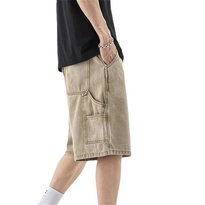 

Loose Summer Thin Jeans Shorts Fashion Streetwear Hip Hop street Denim Capris Baggy Cargo Short Pants Bottoms Khaki