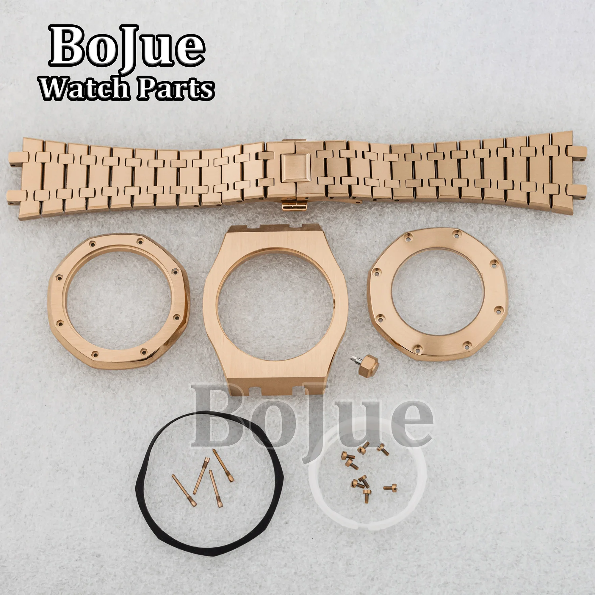 41mm ouro rosa pvd caixa de relógio pulseira peças para mod oak nh35 nh36 movimento 31.8mm dial vidro cristal safira à prova dwaterproof água