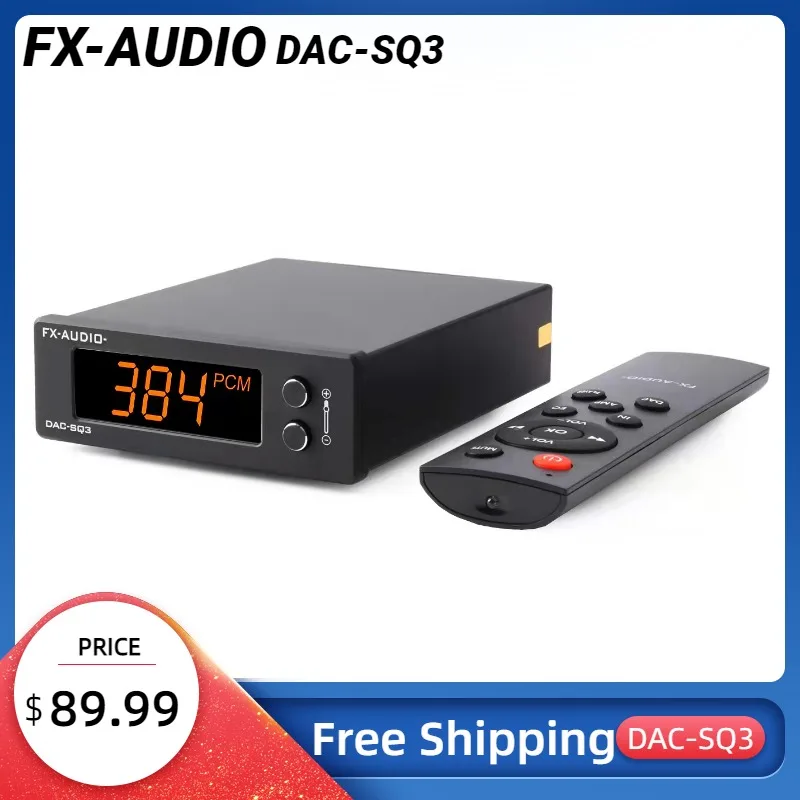 

FX-AUDIO DAC-SQ3 MINI USB DAC ES9038Q2M XMOS XU208 LM49720A PCM 32Bit/384kHz DSD256 Audio HIFI Decoder