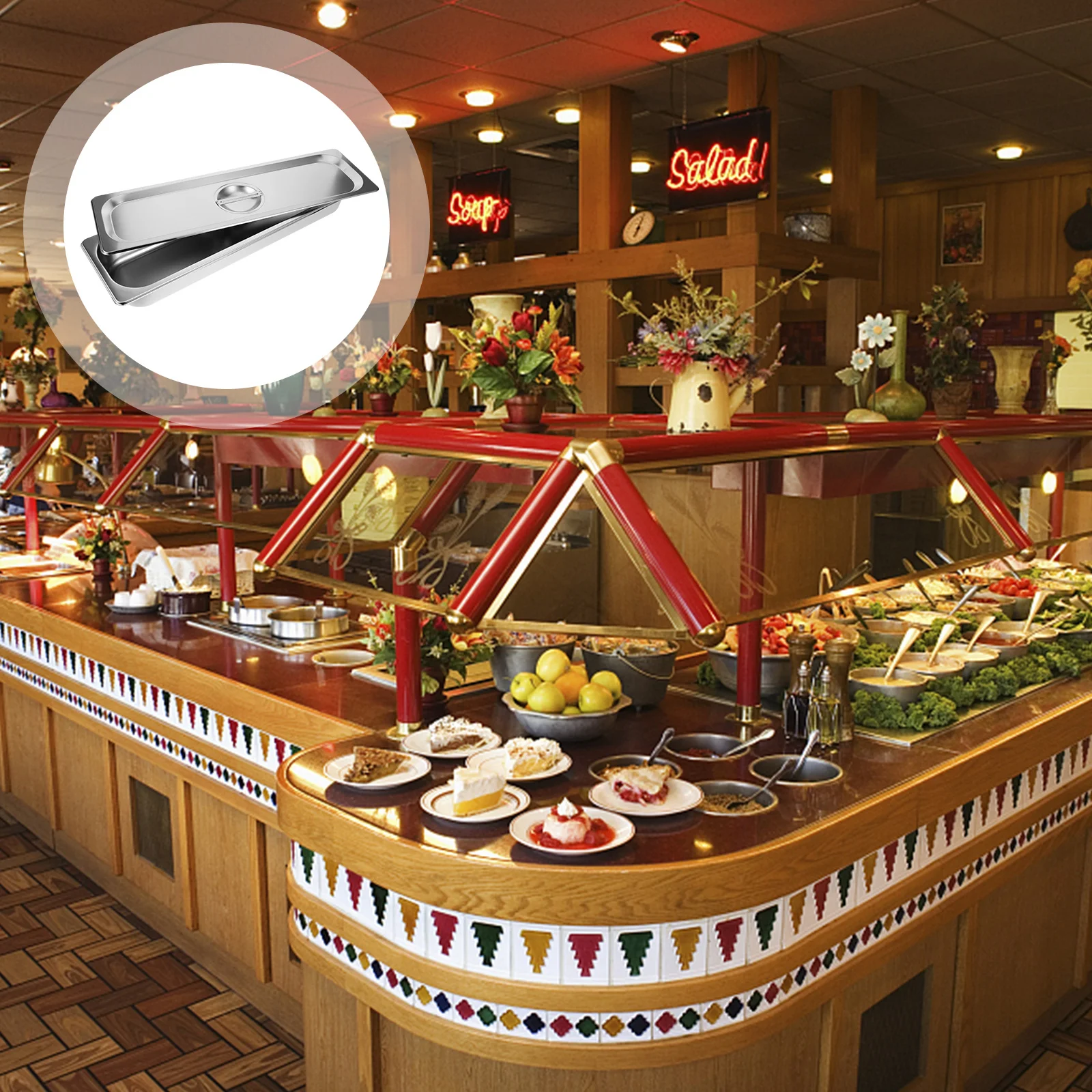 

Stainless Steel Buffet Tray Dish Container Serving Pan Exquisite Smooth Practical Polished Wear-Resistant Easy Clean