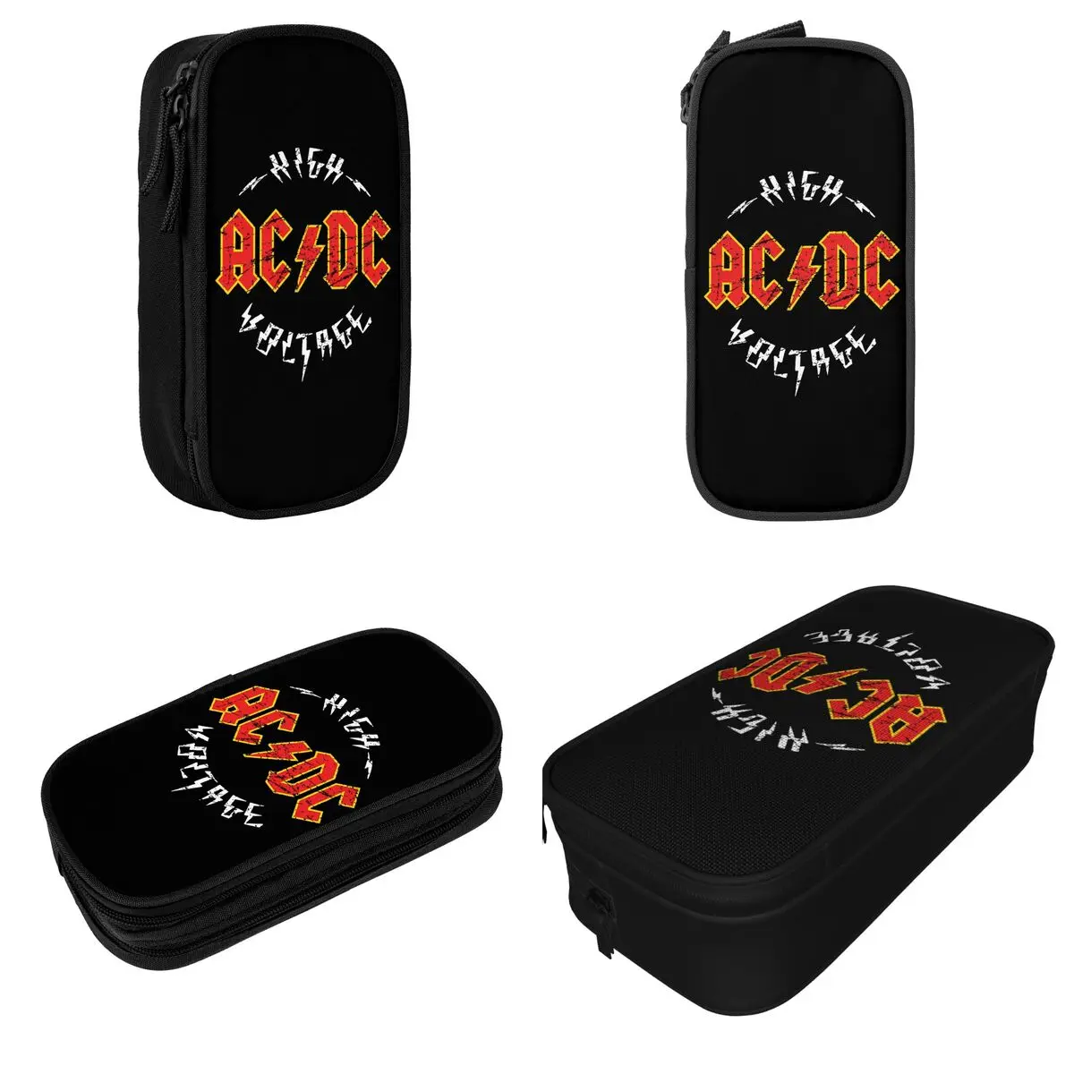 AC DC Heavy Metal Pencil Cases Classic Music Rock Pen Holder Bag Kids Big Capacity School Supplies Cosmetic Pencil Pouch