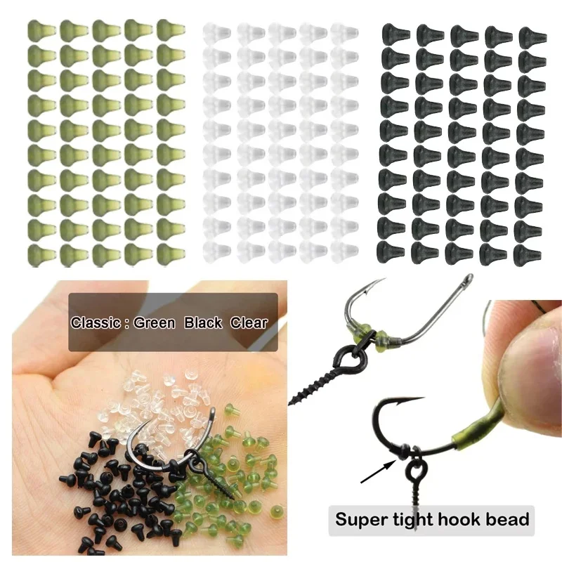 50pcs Carp Fishing Hook Stop Beads Carp Fishing Fixed Soft Beads A Buffer Bean To Catch The Big Fish Rubber Fishing Tackle