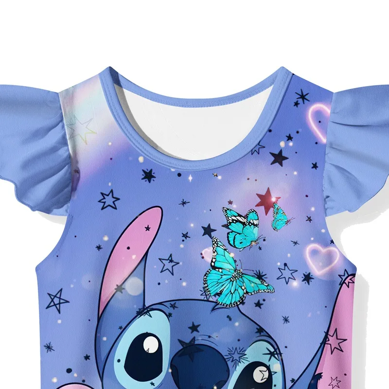 2023 Kids Night Dress Baby Girls Cartoon Stitch Nightgown Silky Milk Silk Girls Sleepwear Pyjama Enfant Fille Kawaii Nightdress image 5