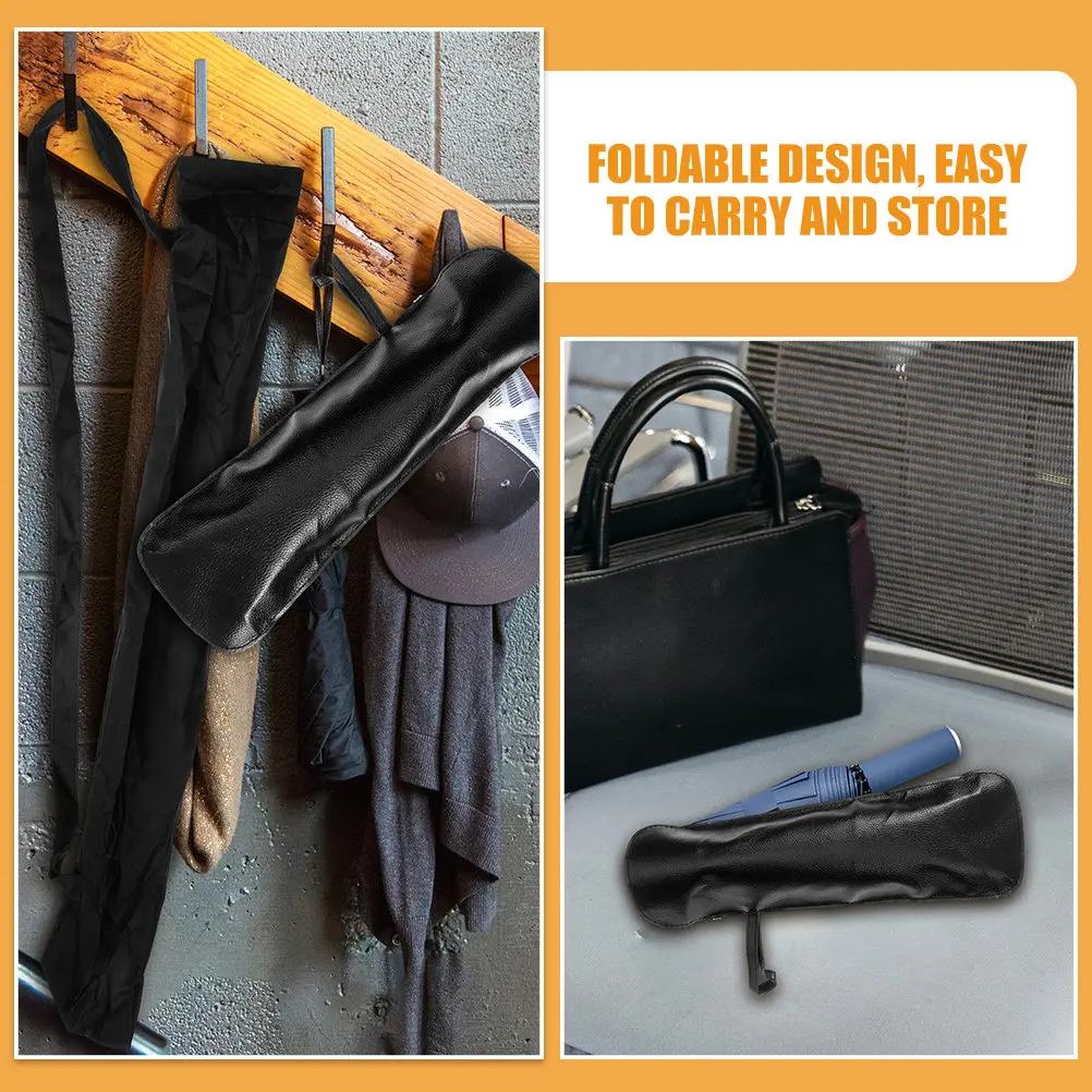 1Set PU Pongee Folding Car Umbrella Storage Pouch Hanging Holder for Wet Dry Umbrellas Back Seat Organizer Umbrella Bag