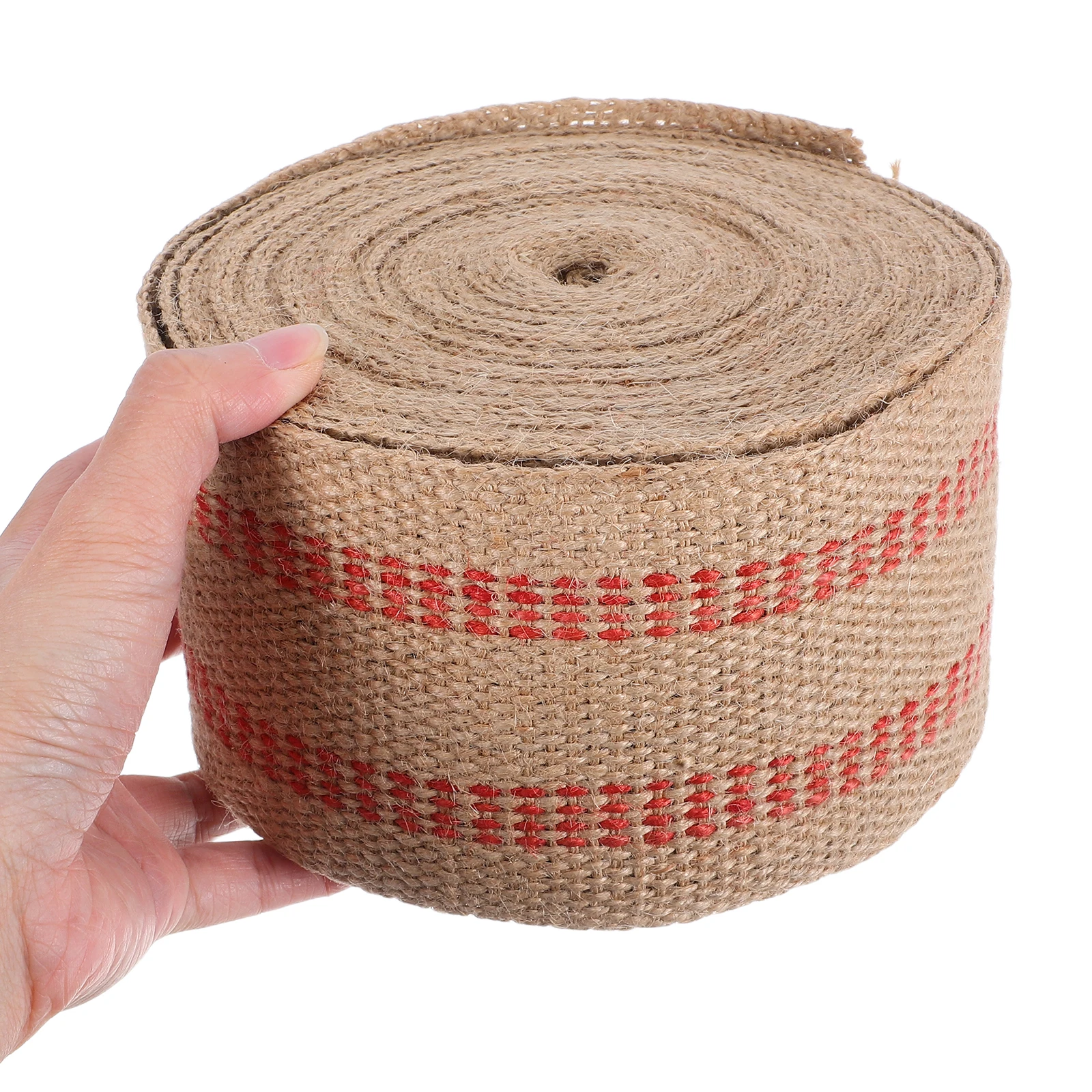 

Red Striped Jute Webbing Chair Repair Strap DIY Craft Supply High Strength Rope for Upholstery Durable Natural Fiber Cord