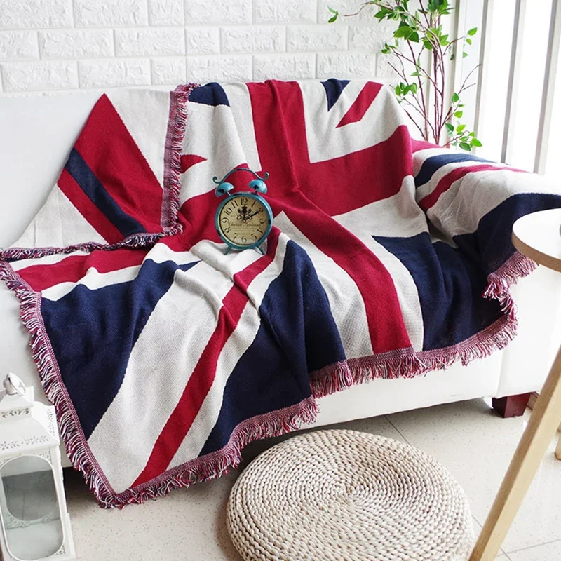 British American Flag Sofa Cover Knitted Sofa Covers For Living Room Throw Blanket Office Shawl Blanket Double Seat Sofa Quilt