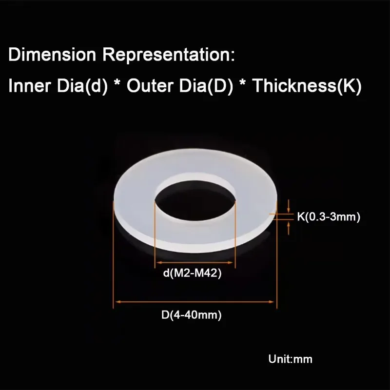 High Temperature Resistant Soft Silicone Circular Washer Waterproof Leak Shock-Absorbing Sealing Gasket M2~M20