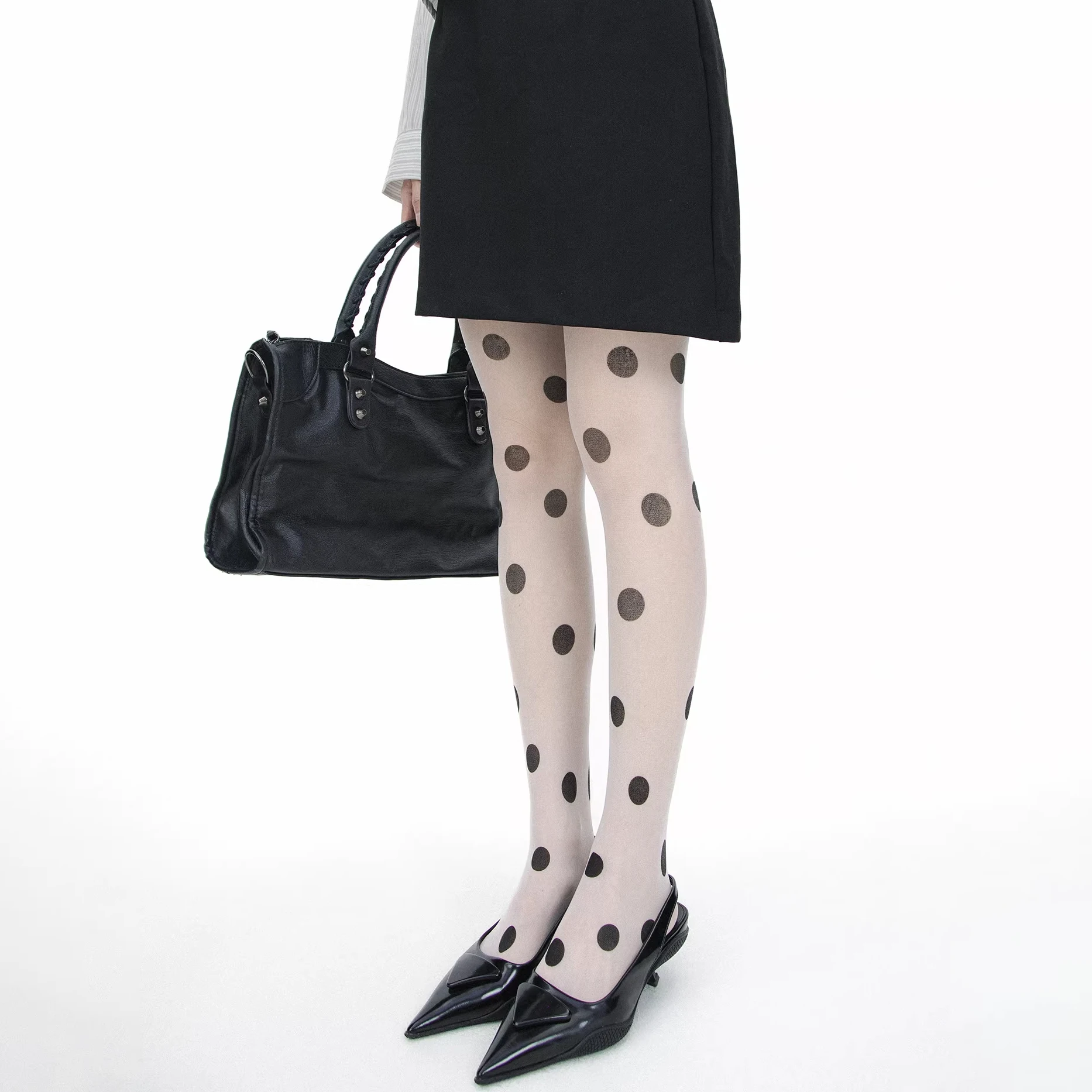 Spring Classic Polka Dot White Stockings Spicy Girl Thin Style Korean Ins Style Pantyhose Sweet and Cute Skirt Stockings