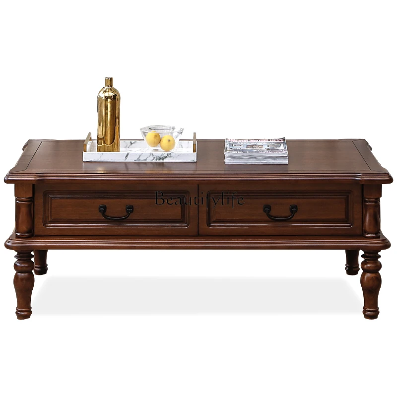 

American walnut log solid wood coffee table retro modern simple living room furniture