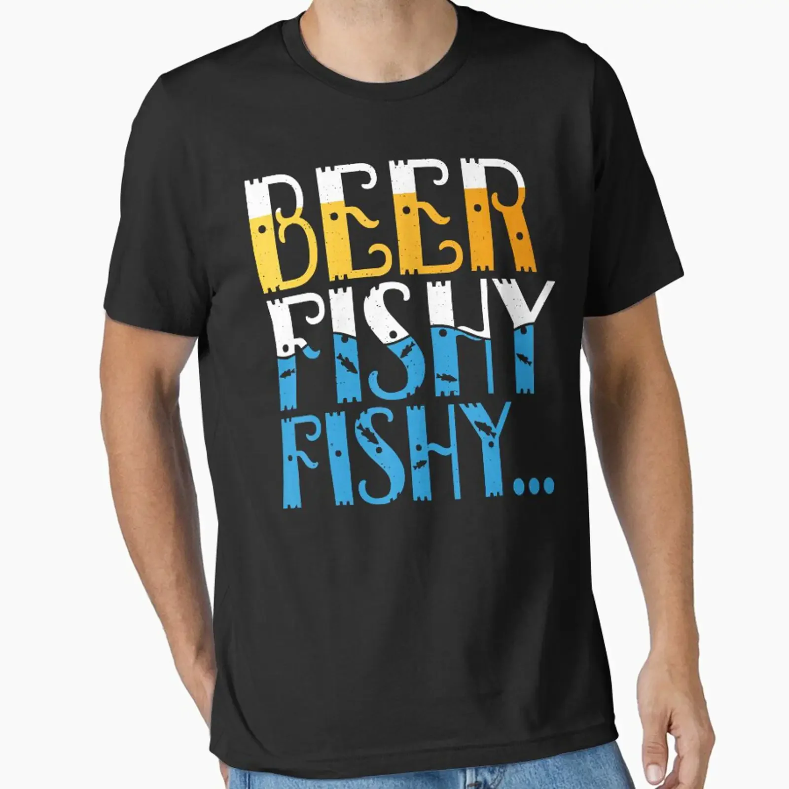 Beer Fishy Angling Hunting Fishing Essential T Shirt vintage Washed Versatile Comfortable Slightly homme Top For Everyday Wear