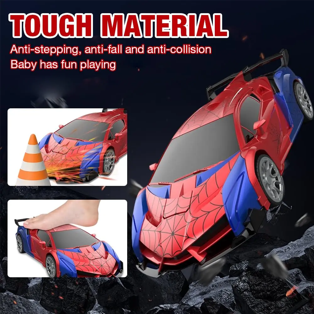 Brinquedo robô de carro transformador RC escala 1:18 luz LED 2,4 GHz transformação de um botão 360 °   Presente infantil recarregável com deriva rotativa