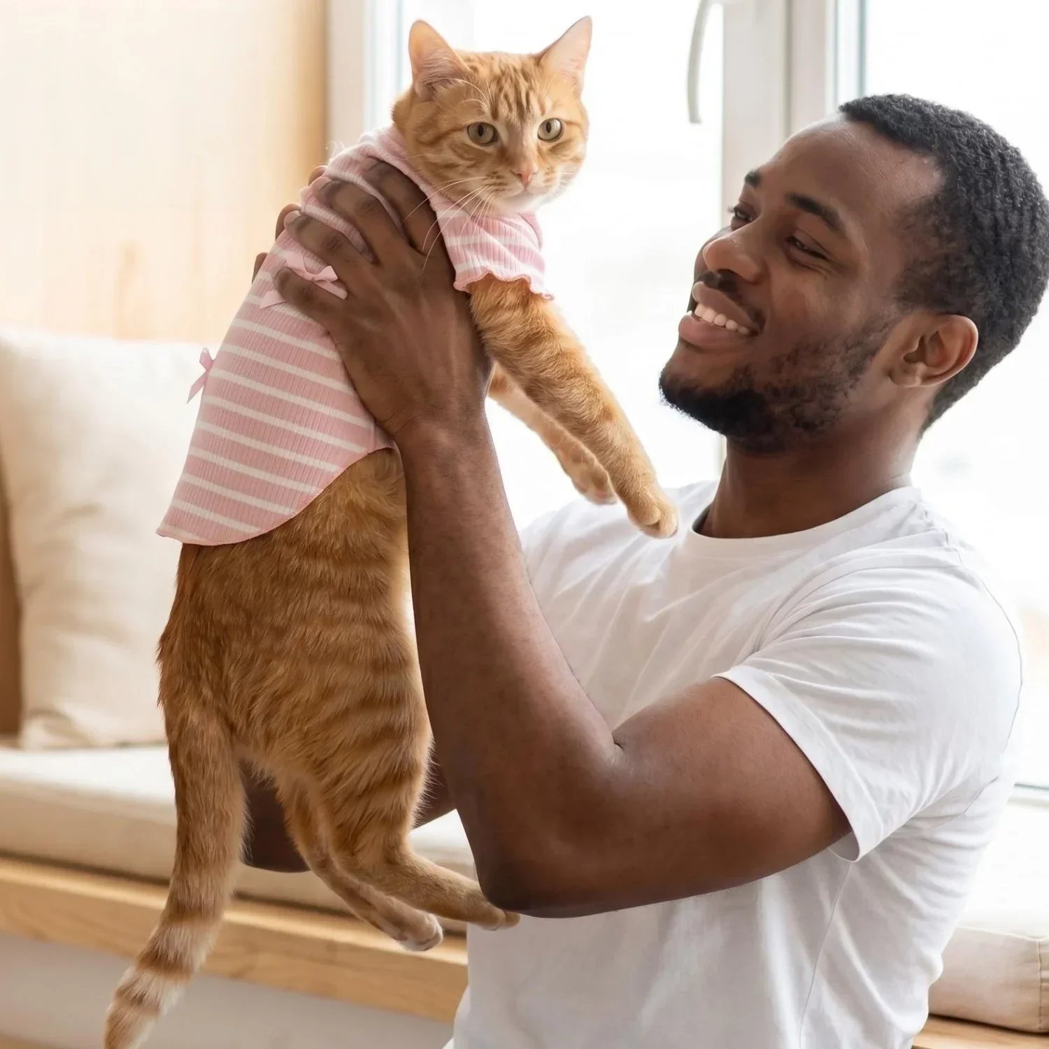 1 Stück Niedliches Hundeshirt mit Schleifendekoration, Gestreift, Weich, Dehnbar, Gerippt, Katzen-T-Shirt, Frühling Sommer Atmungsaktive Haustierkleidung – Detail 5