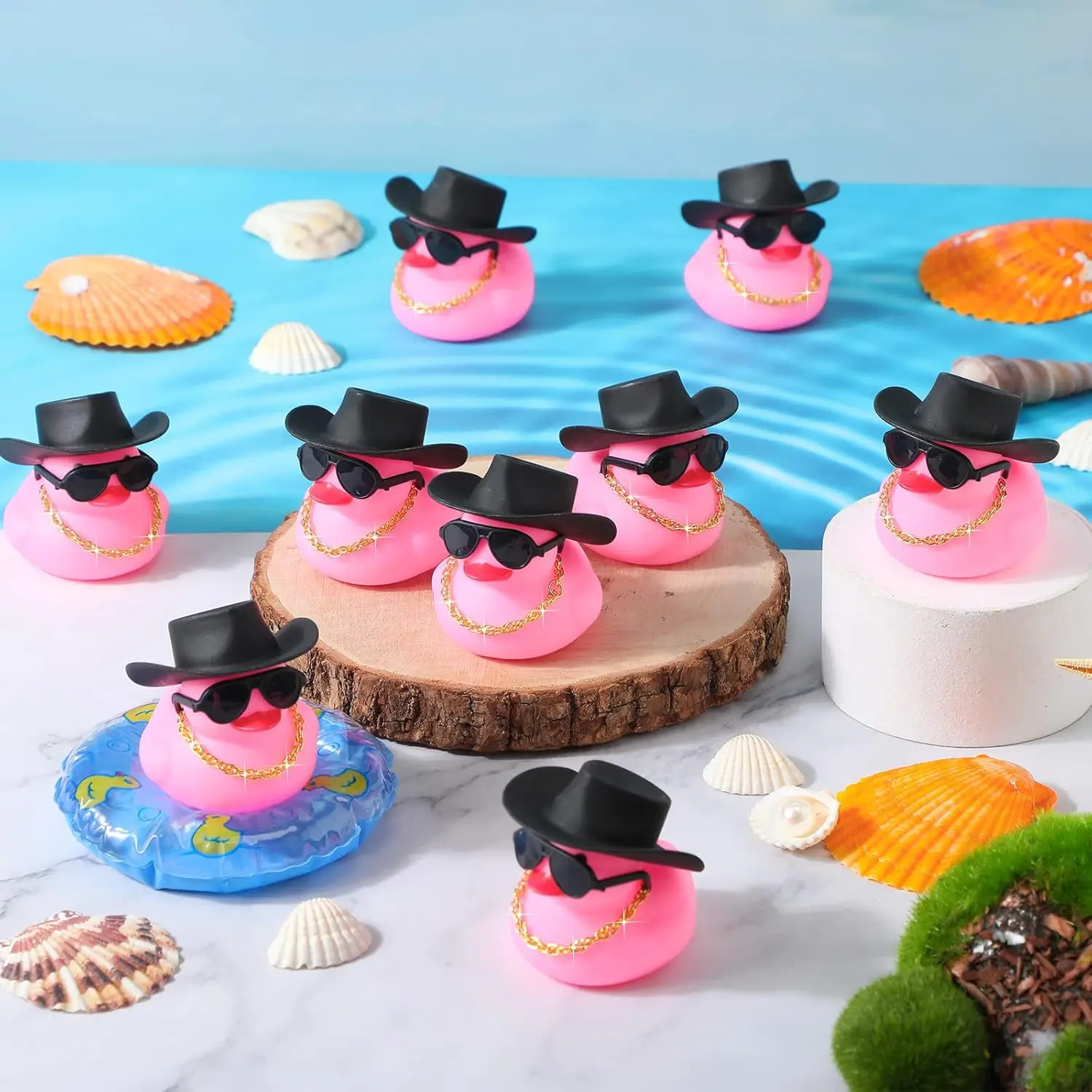 Cowboy Rubber Duck bulk for Ducking Cowgirl Rubber Duck with Sunglasses and Mini Hat Necklace Bath Toys Car Dashboard Decor Gift