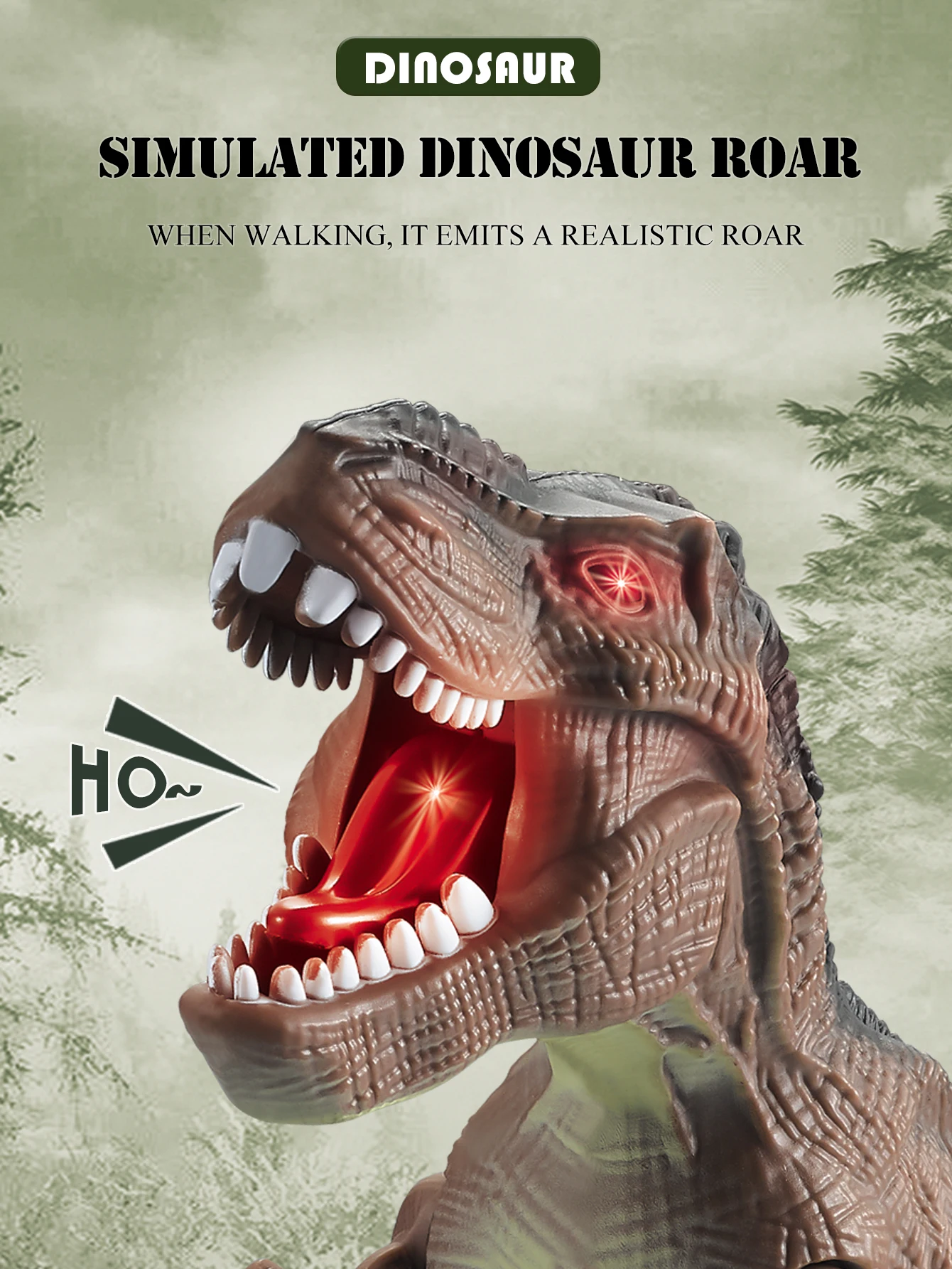 TEMI Pack De 3 Dinosaurios Eléctricos Con Sonido Y Luz: T-Rex, Braquiosaurio Y Estegosaurio, Juguetes Para Niños De 2 A 5 Años