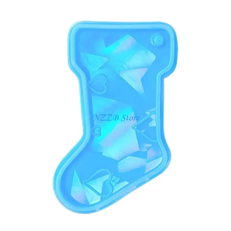 

T21F Jewelry Casting Mold Christmas Stocking Silicone Mold Resin Mold for DIY Keychains Earring Pendant Making