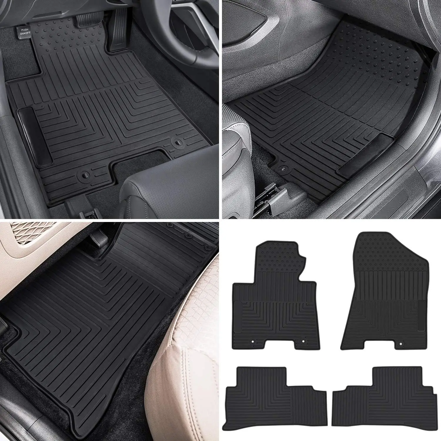 

Custom Fit Floor Mats for Hyundai Tucson 2016-2021 Heavy Duty Rubber All Weather Waterproof Odorless Front+Rear Black 4PCS