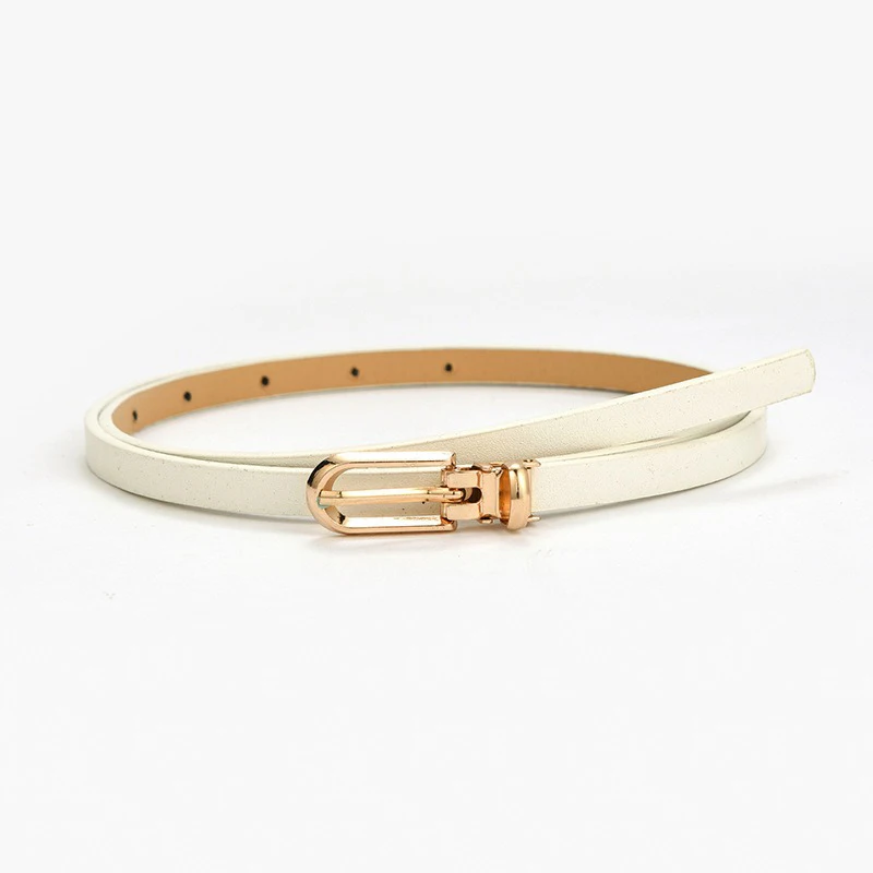 Women's Simple Solid Color PU Leather Thin Belt
