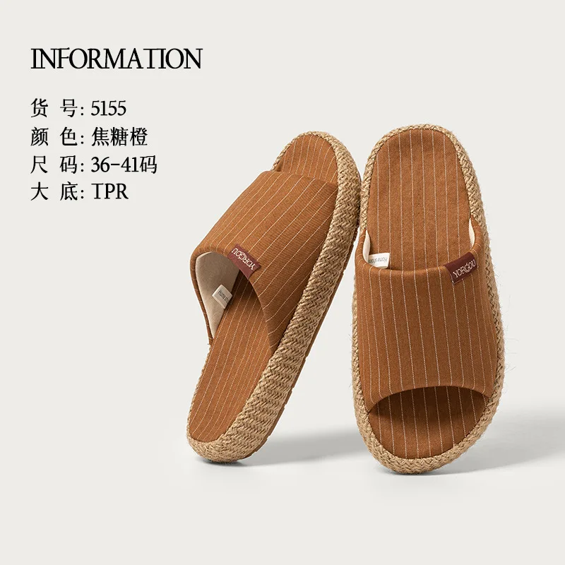 Cotton Linen Slippers Women Household Non-Slip Wear-Resistant Lightweight Comfortable Fashion Soft Home Cloth Shoes Men