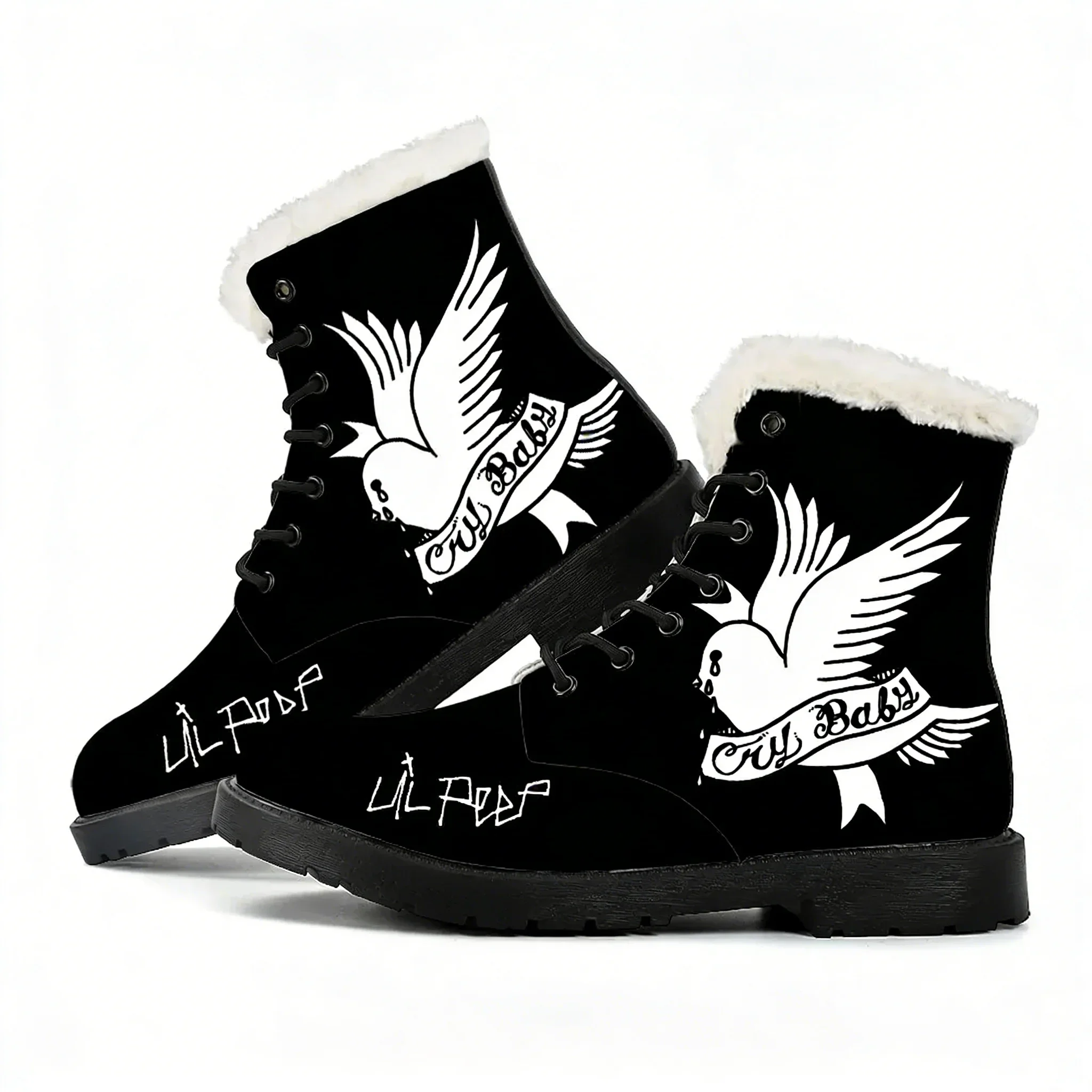 

Hot Hip Hop Rapper Lil Peep Plush Boots Men Women Teenager Shoes Casual Boot Light High Quality Customize Custom Shoes