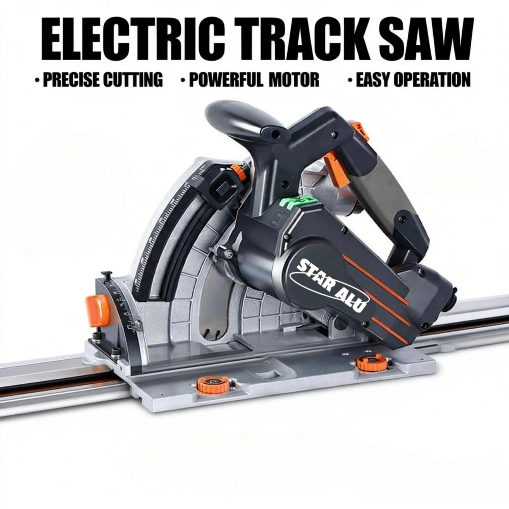 

Электрическая гусеничная пила с системой направляющих, прецизионный станок для резки древесины, циркулярная рельсовая пила с регулируемой глубиной для деревообрабатывающего инструмента