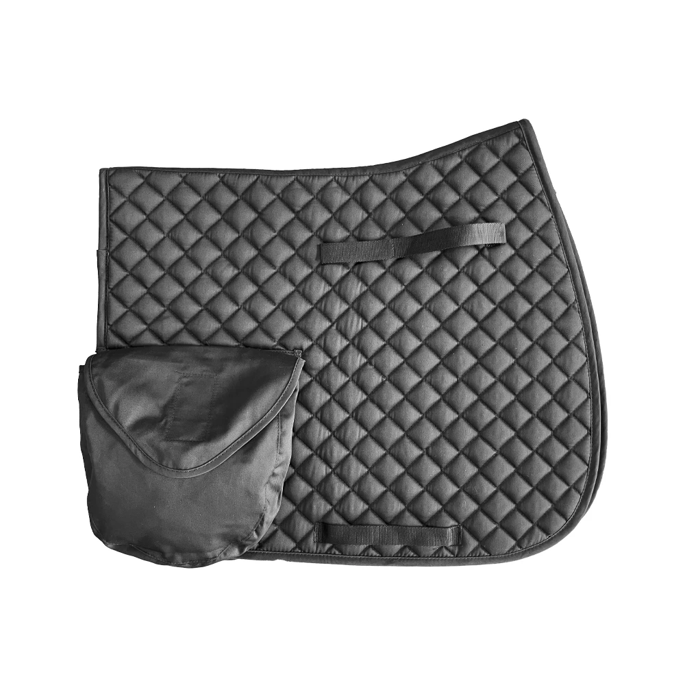 

High Quality Removable Black Leather Swing British Saddle Pad Racehorse Dressage