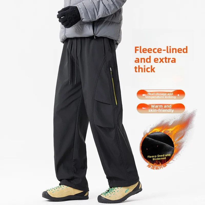 

2025 New Men's Fleece-Lined Cargo Pants Autumn Winter Thickened Fashion Casual Straight Leg Loose Fit Plus Size Long Trousers
