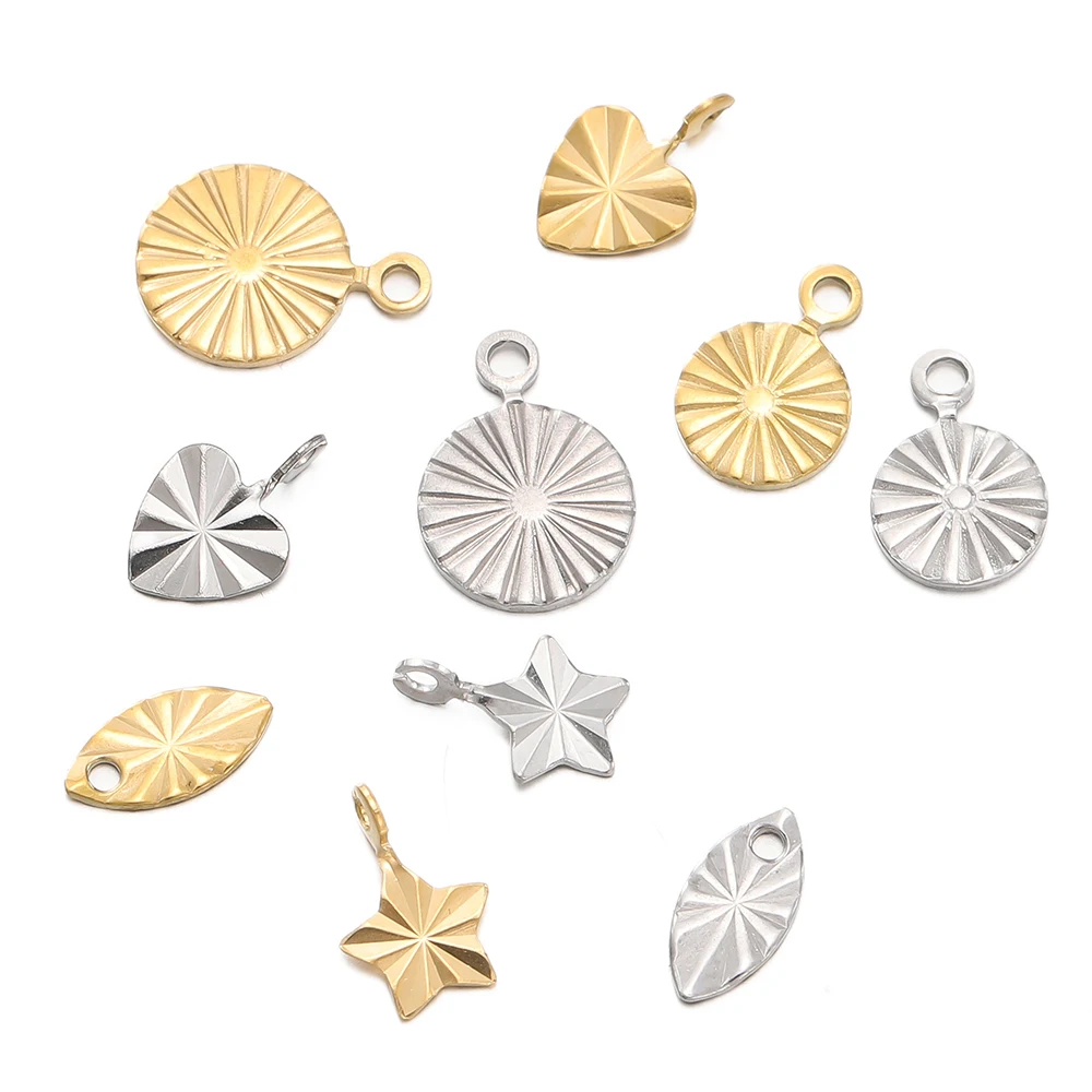 20/50pcs/lot Stainless Steel Heart Five-Pointed Star Pendants For Handmade DIY Necklace Earring Jewelry Making Accessories