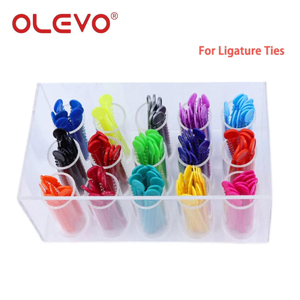 OLEVO Dental Acrylic Organizer Boxes Dispenser Ortho Ligature Ties Holder Stand Retainer Case Dentistry Power Chain Storage Box